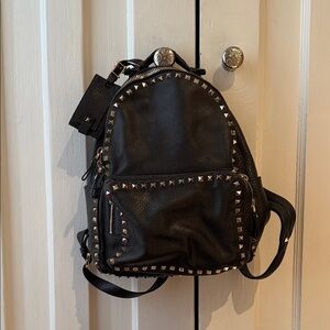 Valentino Garavani Black Backpack with Gold Accents